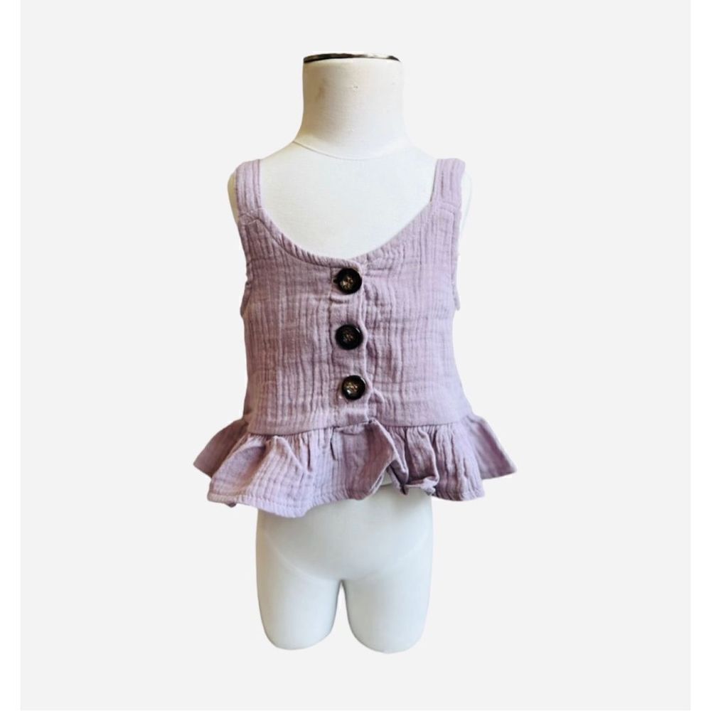 NWT Baby Girls Shishifang Grape Jam Front Button Sleeveless Peplum Top - Sz 2T